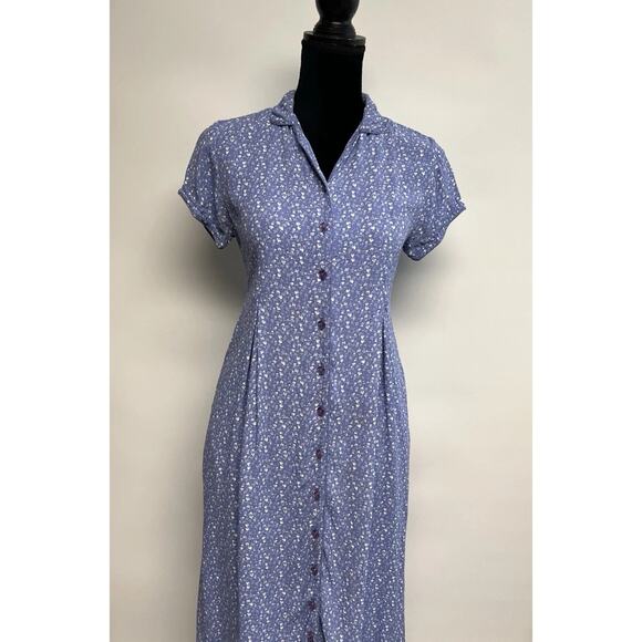 April Cornell Vintage 90s Purple Floral Maxi Dress Womens Small Back Tie Grunge - Picture 2 of 13